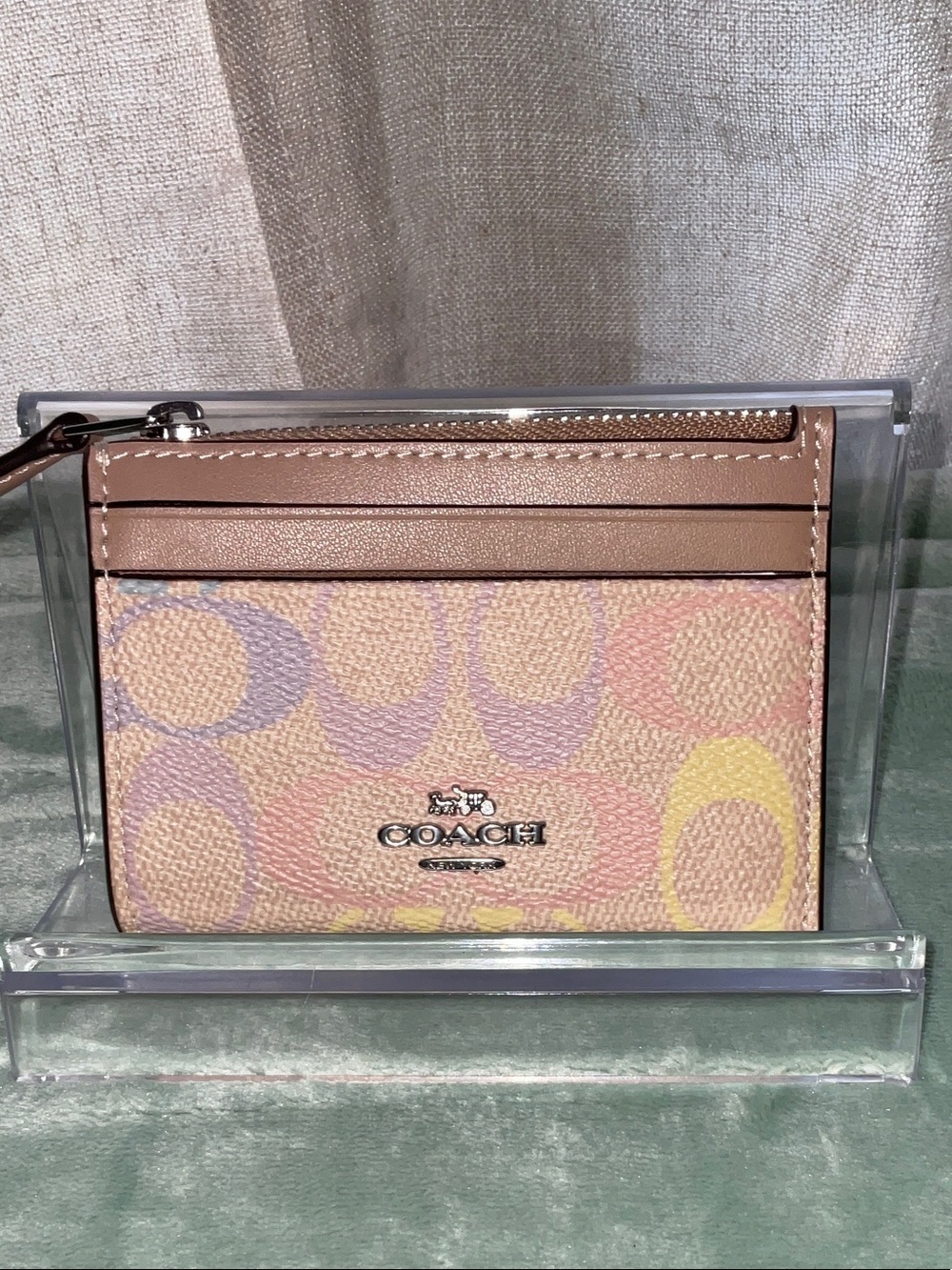 Coach Pastel Signature Canvas Card Case with Zip Pocket